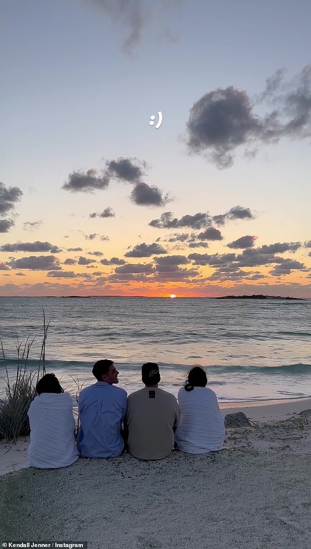 Life's a beach! She followed it up with video of her friends watching the sunset on the beach