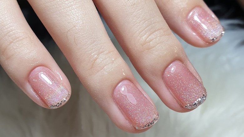 French manicure with chrome tips