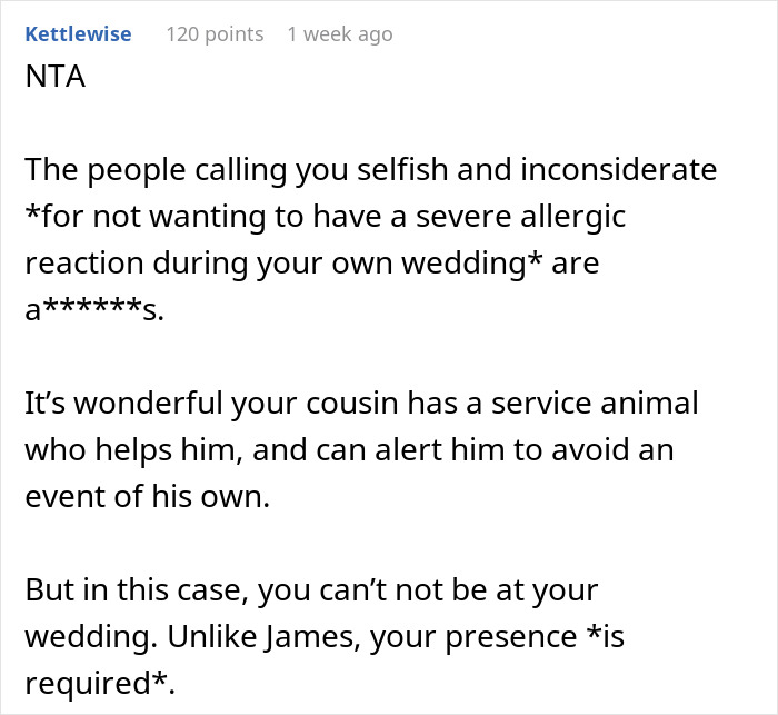 "Am I A Jerk For Not Letting My Nephew Bring His Service Dog To My Wedding?"