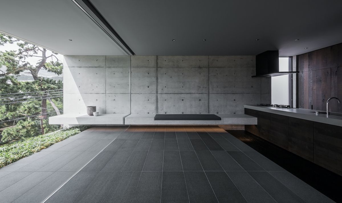 Kitchen that opens onto terrace.