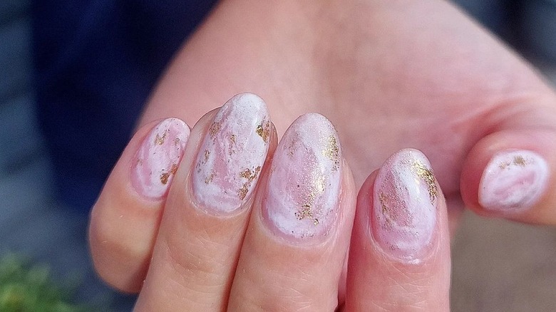 Rose gold foil manicure